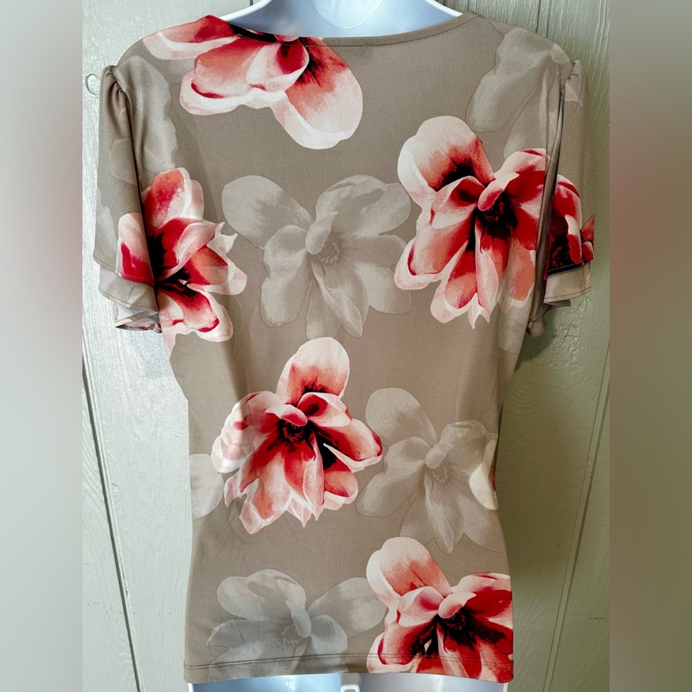 Calvin Klein Beige Floral V-Neck Blouse - FINAL PRICE - Picture 6 of 6